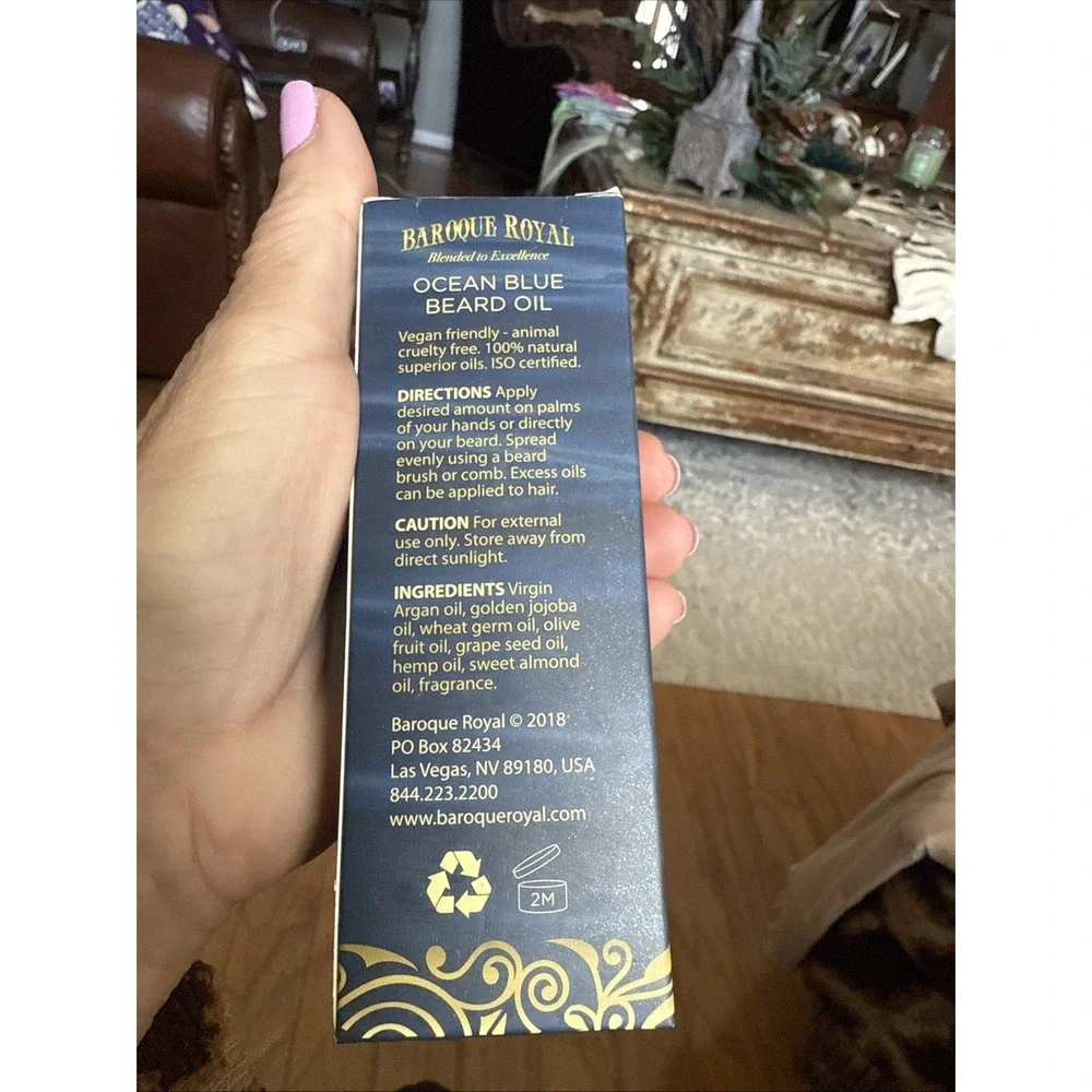 Baroque Royal Ocean Blue Beard Oil  2 Oz.‎ New. 4291